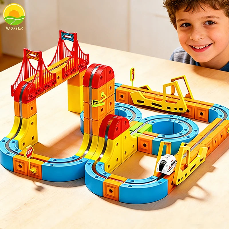 Magnetic Track Electric Train Anti-gravity Kids Magic Cube Car Railway Toy