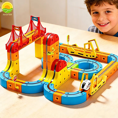 Magnetic Track Electric Train Anti-gravity Kids Magic Cube Car Railway Toy