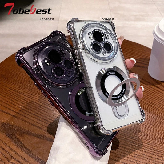 Shockproof Plating Magnetic Bracket Case Silicone Cover
