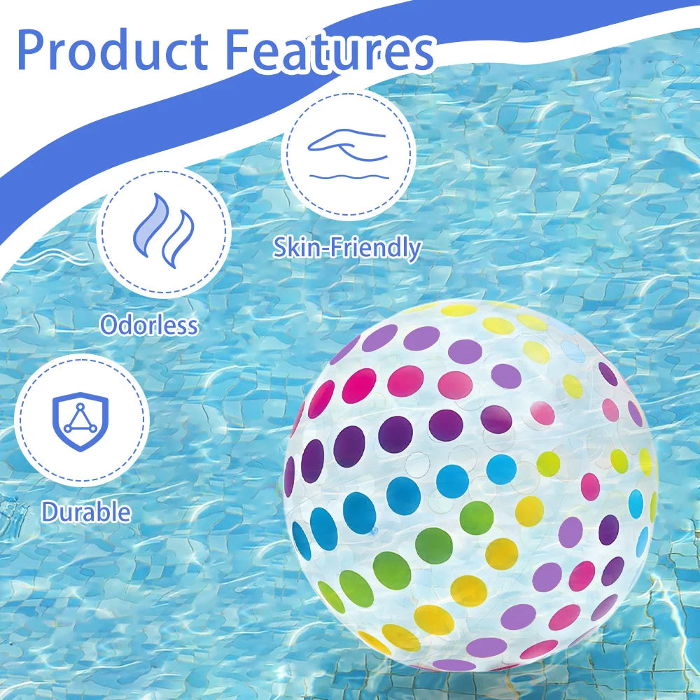 1 lorful Dots & Stripes PVC Inflatable Ball Transparent Printed Toy