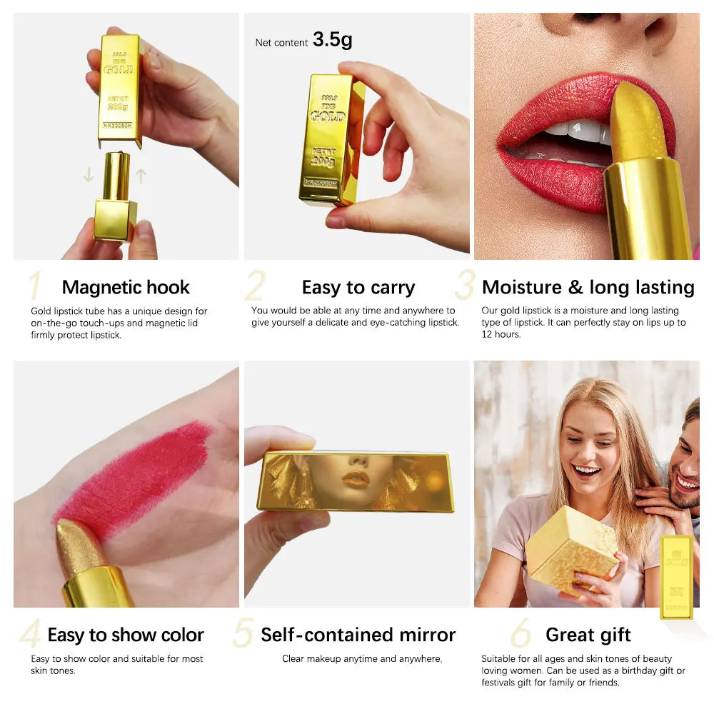 Hallowmas High-pigmented Gold Lipstick Shiny Metallic Matte