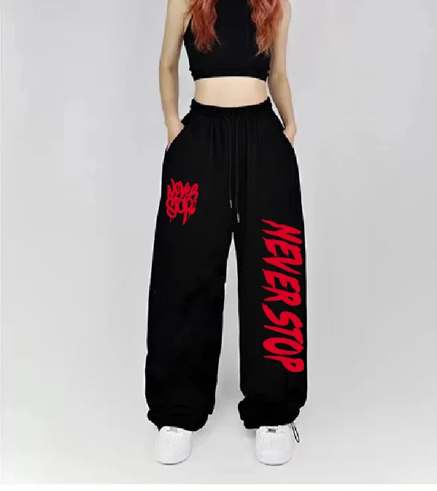 Black White Sweatpants Street Dance Hip-hop Sports Pants