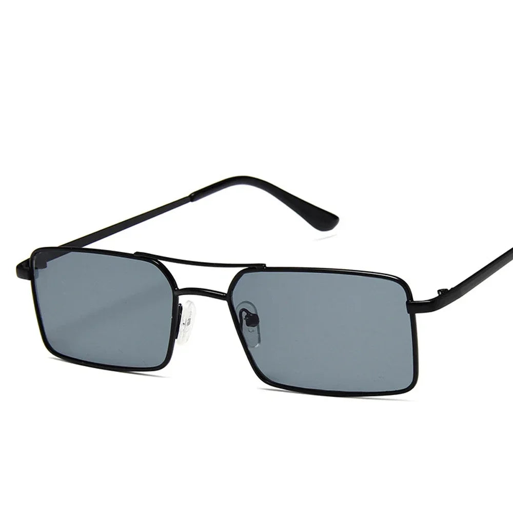 Square Alloy Metal Small Frame Double Bridge Sunglasses