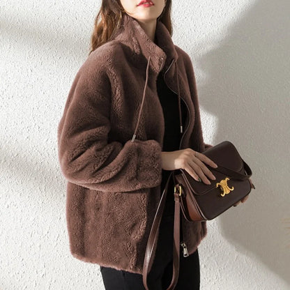 Faux Fur Coats Zipper Cardigan Plush Thick Warm Oversized Overcoat