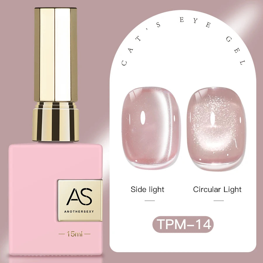15ml Peachy Whimsy Pink Cat Eye Gel Nail Polish Glitter