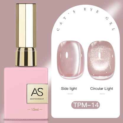 15ml Peachy Whimsy Pink Cat Eye Gel Nail Polish Glitter