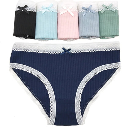 Underwear Hipster Cotton Briefs Low Waist Solid Sexy Lingerie 6 Pcs/set