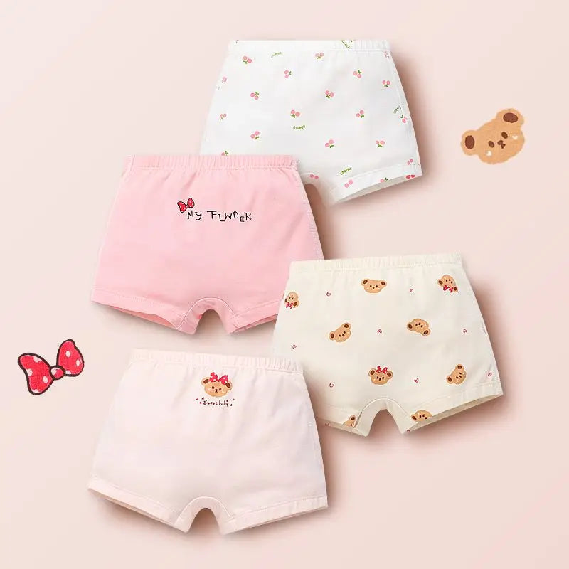 4 Piece/Lot Panties Cotton Soft Cute Cartoon Short