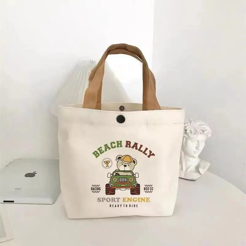 Bear Shape Canvas Tote Cute Mini Handheld Lunch Bag