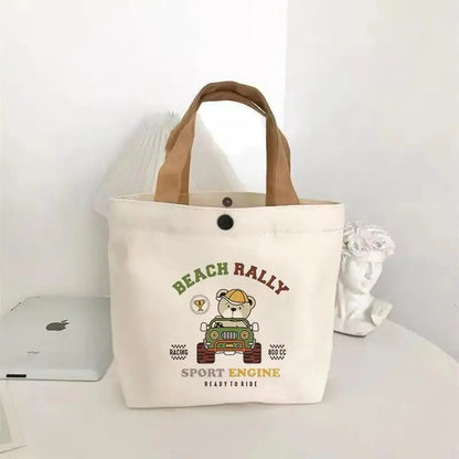Bear Shape Canvas Tote Cute Mini Handheld Lunch Bag