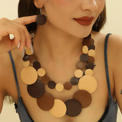 Colorful African Wooden Beads Necklace Jewelry Sets
