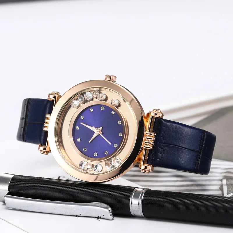Ultra-thin rhinestone quartz watch