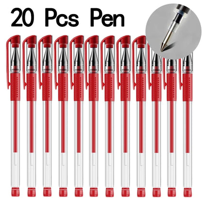 20/50 Pcs Gel pens Set Black Blue Red Refill Gel School