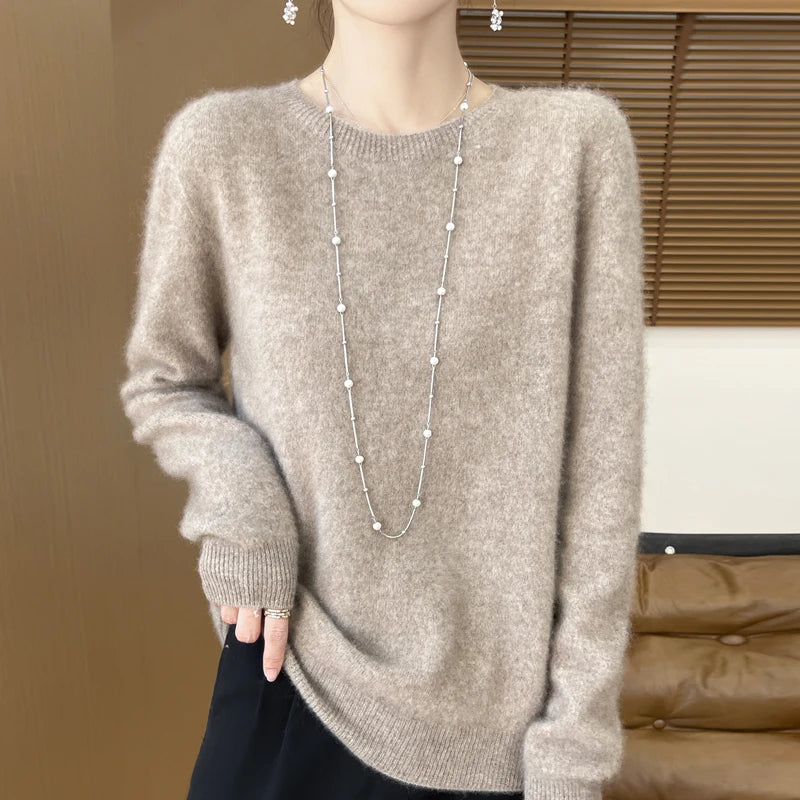 Wool Cashmere Pullover O-Neck Long Sleeve