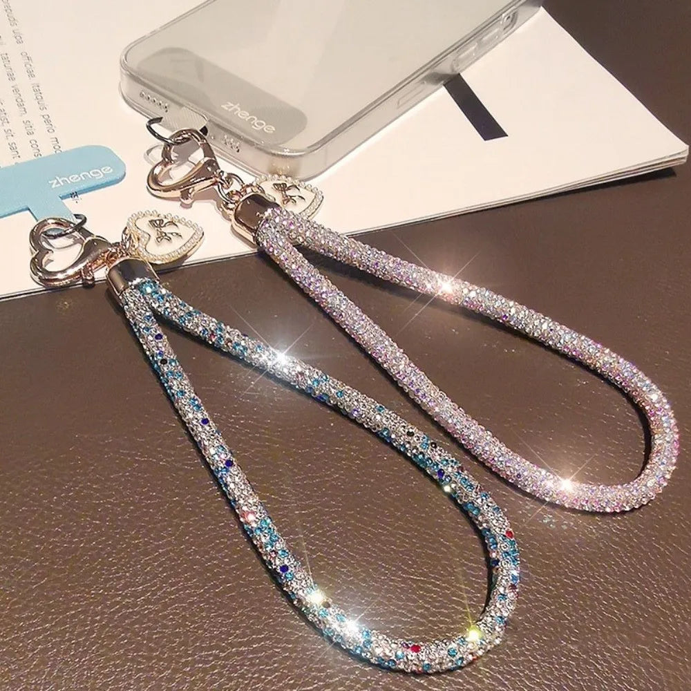 Hanging Cord Glitter Rhinestone Phone Lanyard Handheld Short Wrist Style Diamond