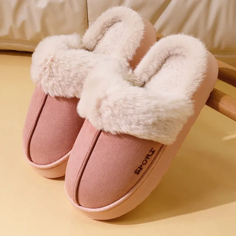 Fluffy Thick Sole Non Slip Faux Fur Slippers
