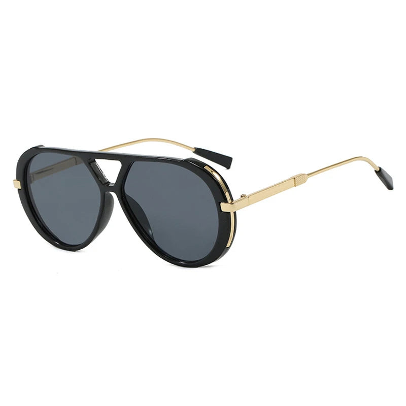 Large Frame Pilot Punk Metal Frame Leopard Oversized Sunglasses