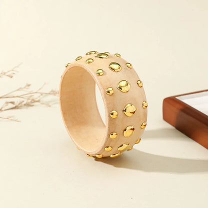 Exaggeration 8 Colors Round Geometric Wood Wide Bangles Bracelets