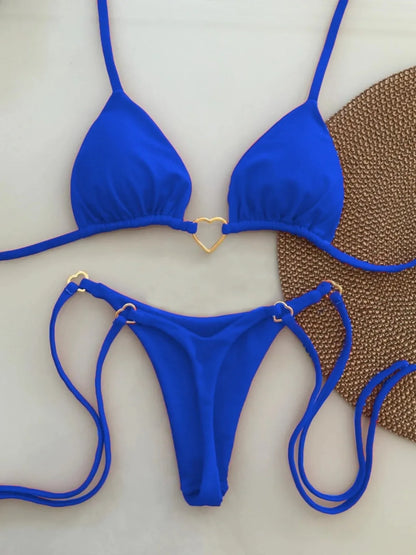 Low Waist Lace-up Swimsuit Bikini Set