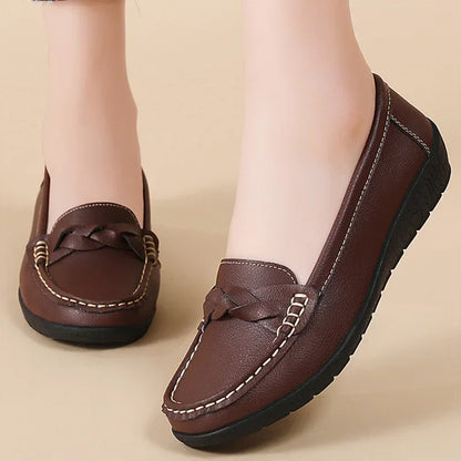 Soft Leather Loafer Flats Slip Shoes