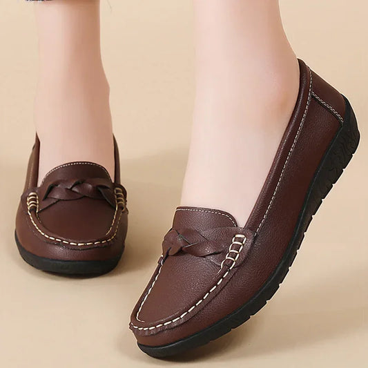 Soft Leather Loafer Flats Slip Shoes