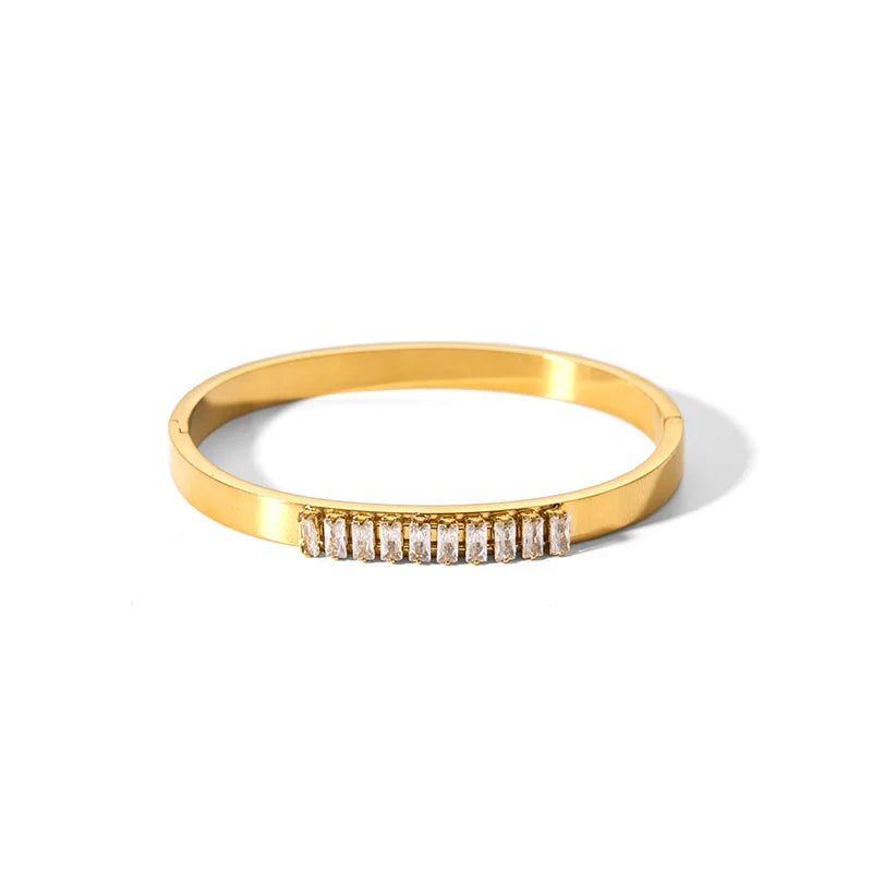 DANA Cubic Zirconia Bangles Stainless Steel Bracelets