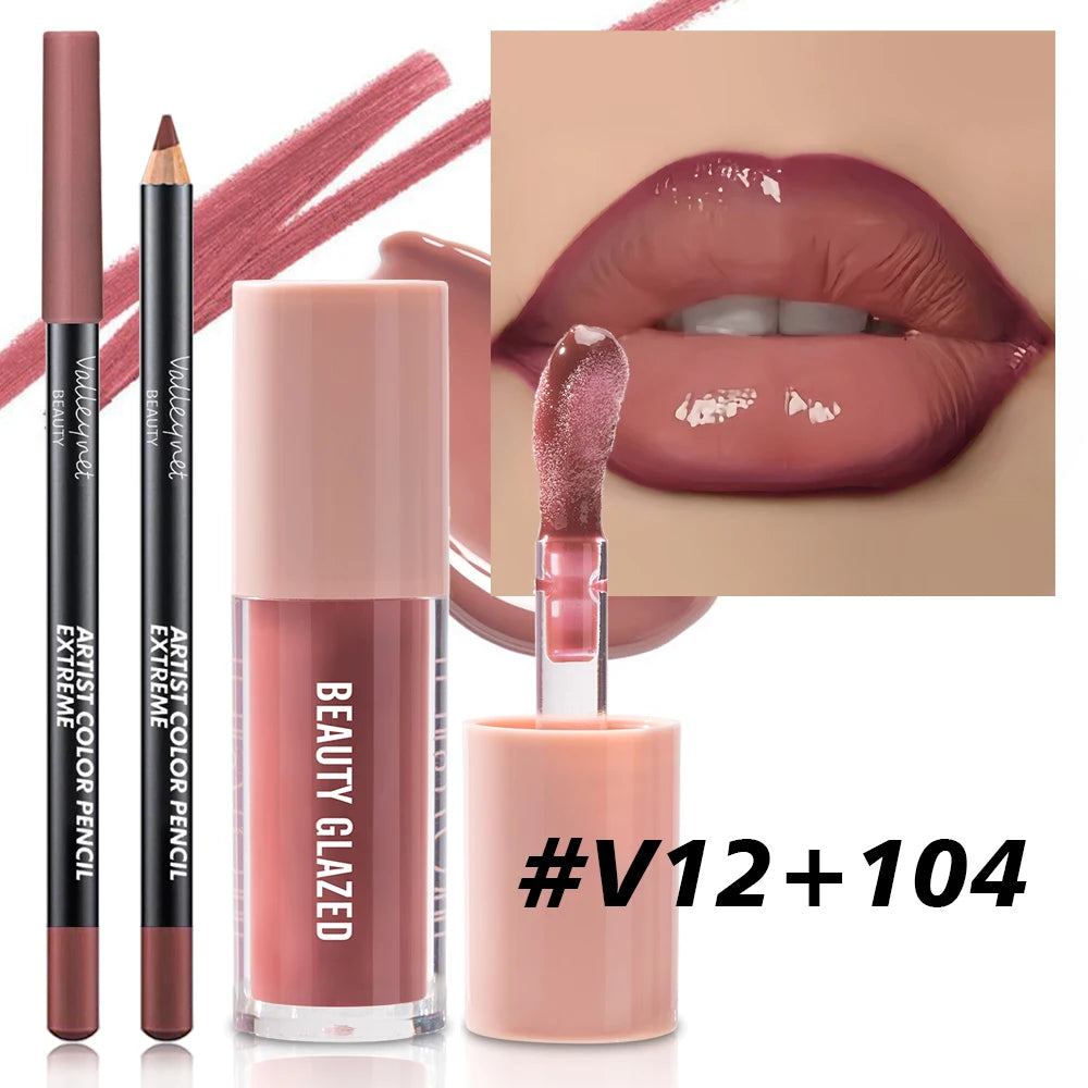 2pcs/Set Velvet Texture Lip Makeup Matte Effect Lip Makeup