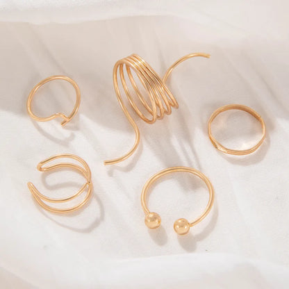 5 Pcs Asymmetrical Shaped Gold Knuckle Hip Hop Rings Set