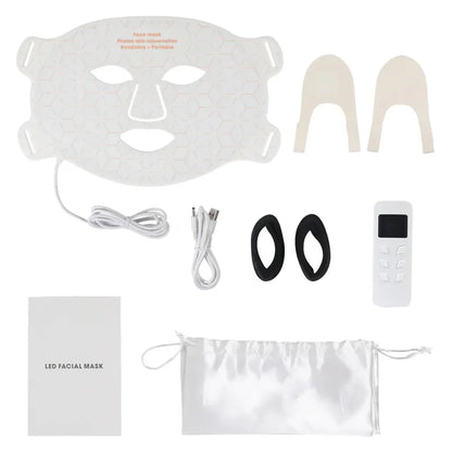 Silicone Face LED Mask SPA 4 Color Red Light Therapy Infrar Flexible Therapy Anti Aging Rejuvenation Repair Brighten Skin Tone