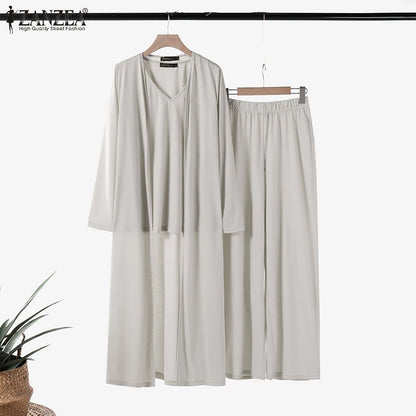 3pcs Wide Leg Trousers Suit