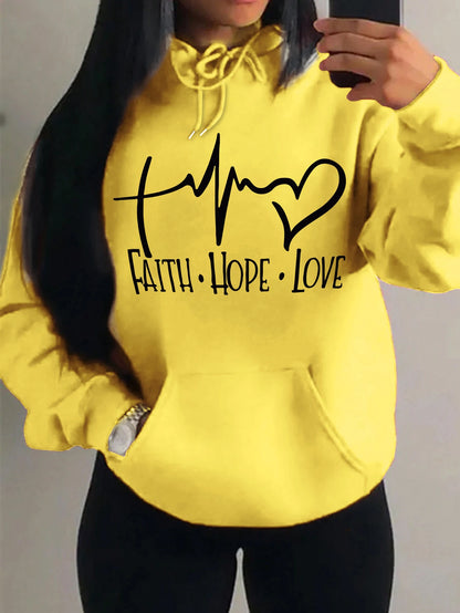 Faith Hope Love Letter Graphic Fleece Pullover