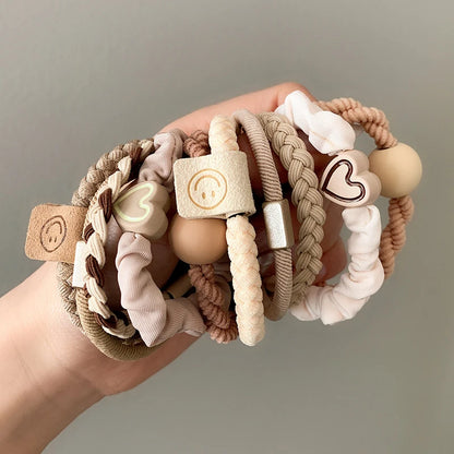 5/10pcs Simple Heart Ball  Scrunchie  Ties Ropes