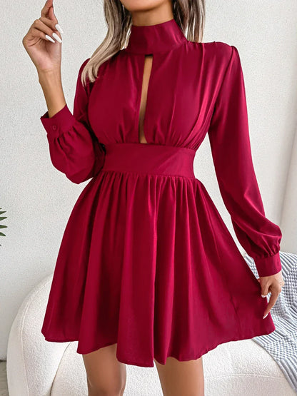 Casual Hollow Out Long Sleeve Dress