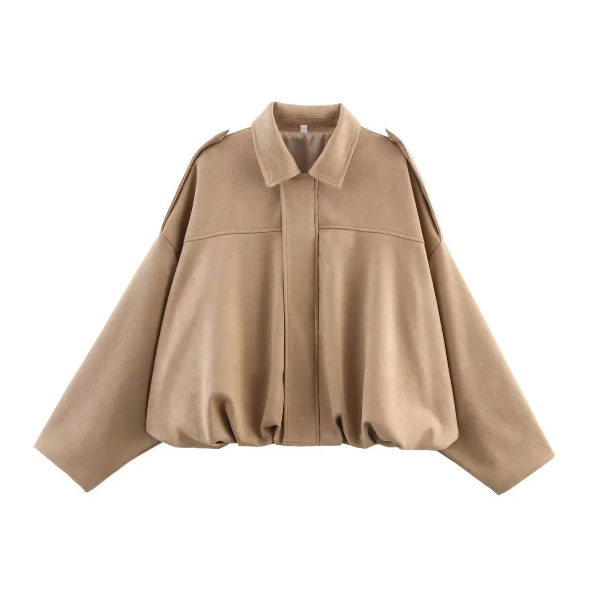 Suede Bomber Long Sleeve Zipper Oversize Solid Bomber Coat Jacket