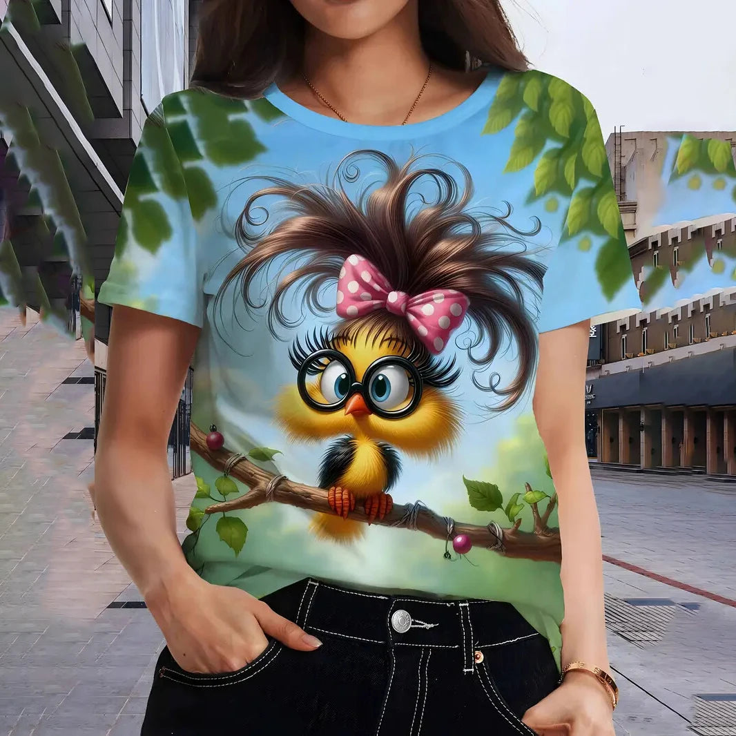 Funny Cartoon Casual Short Sleeve Crew Neck Tee T-Shirts