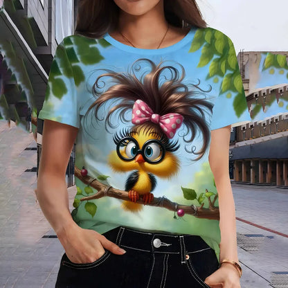 Funny Cartoon Casual Short Sleeve Crew Neck Tee T-Shirts