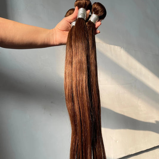 Straight Chocolate Brown Human Brazilian Hair Extensions