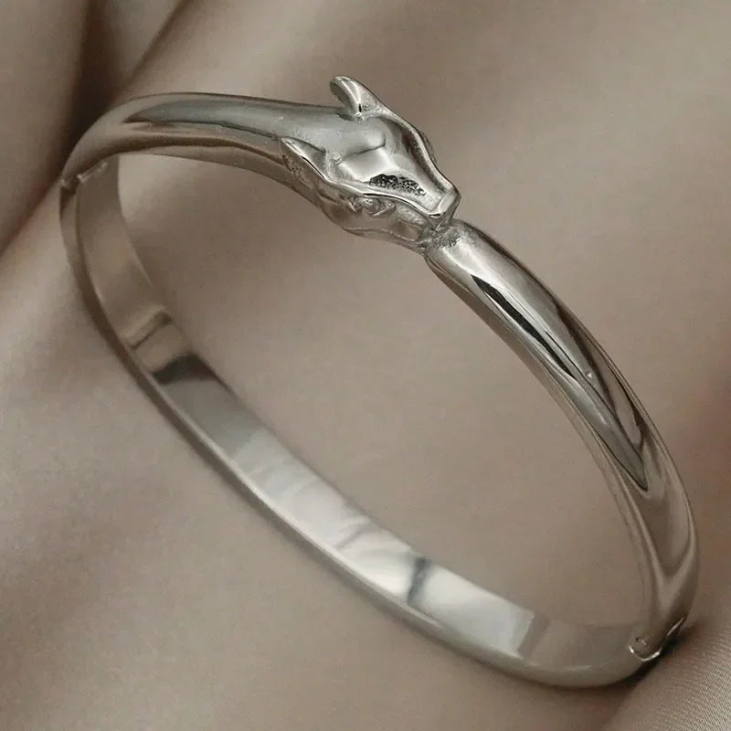 Stainless Steel Metal Crystal Leopard Bangles bracelets