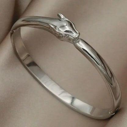 Stainless Steel Metal Crystal Leopard Bangles bracelets