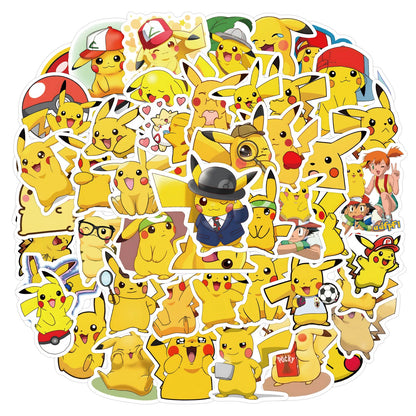 200pcs Non-duplicate Random Cartoon Anime Cute Pikachu Pokemon Waterproof Stickers