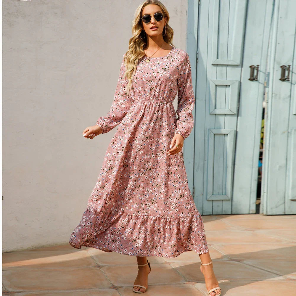Maxi Bohemian Full Sleeve High Waist Chiffon Long Dress