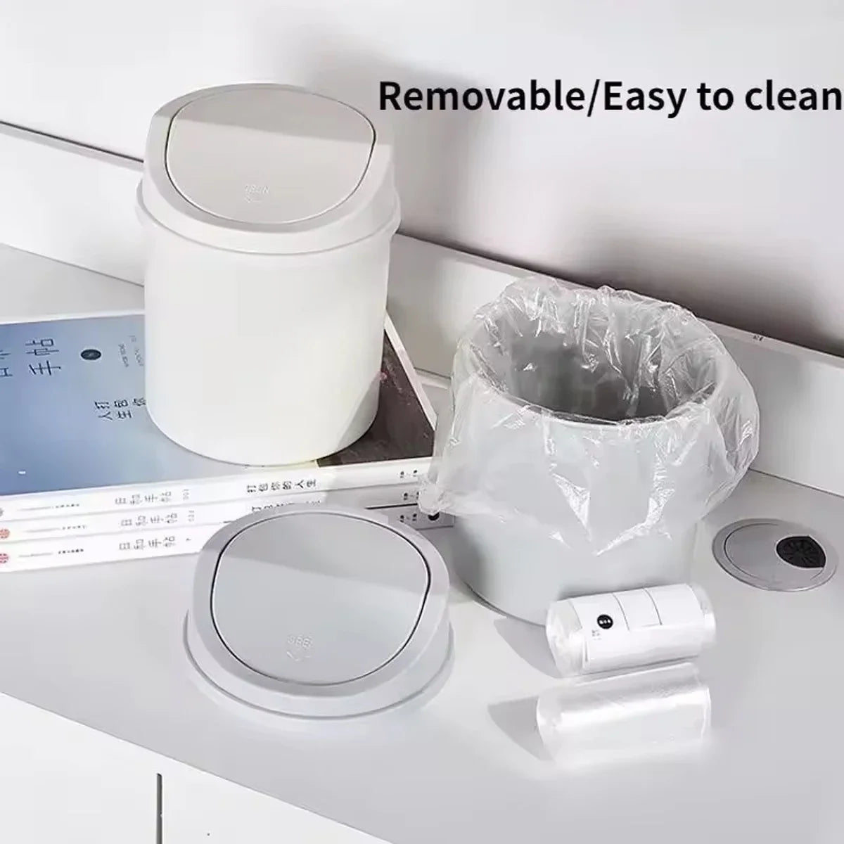 1pc-Mini Desktop Bin Small Trash Can Tube