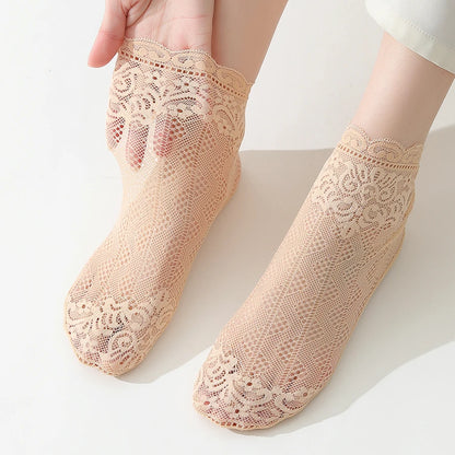 Lolita Invisible Lace High Quality Transparent Stretch Elasticity  Thin Short Socks