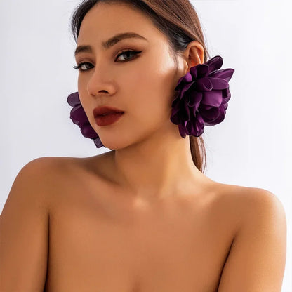 Exaggerated Big Flower Stud Earrings