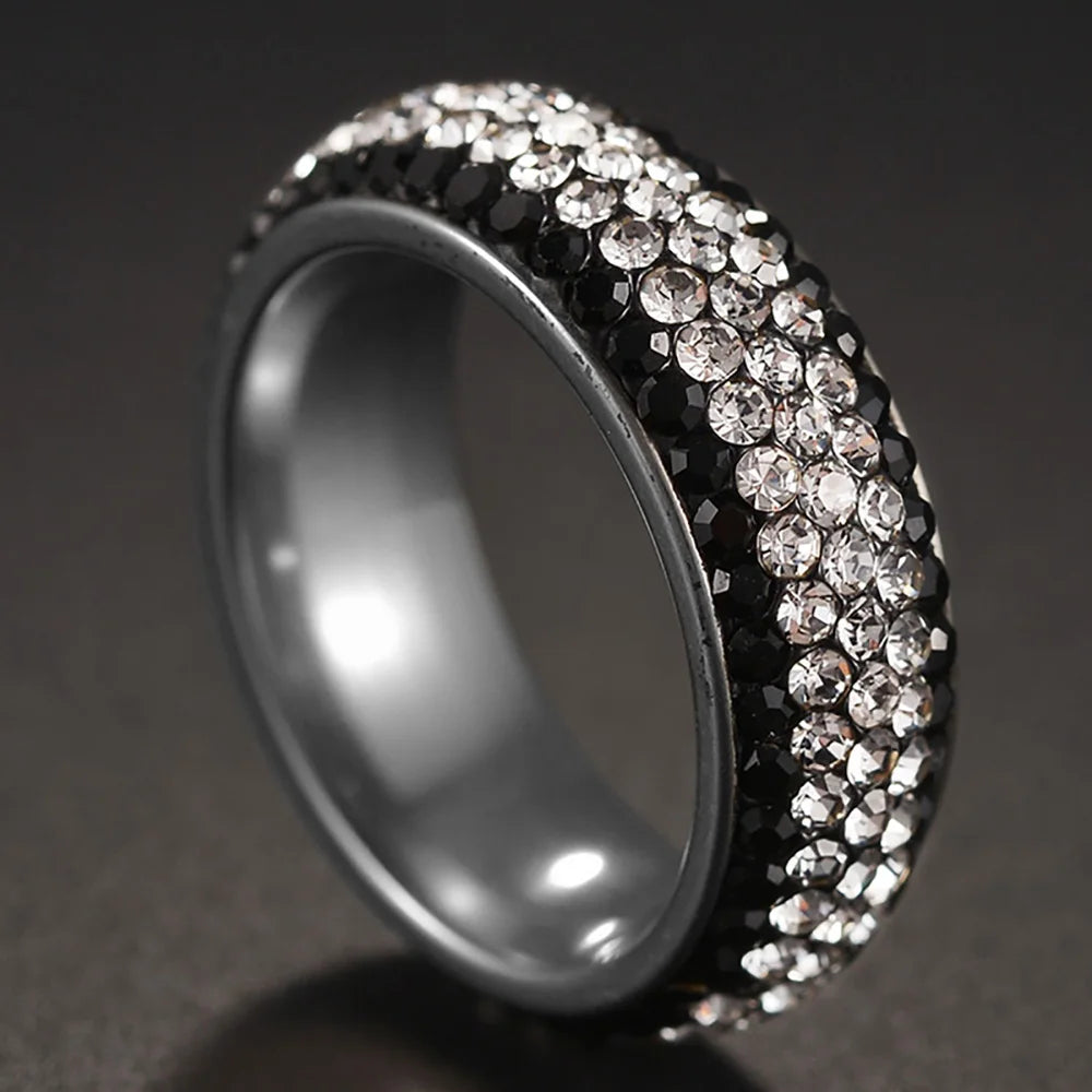 Blue Black Red Clear Crystal Ring