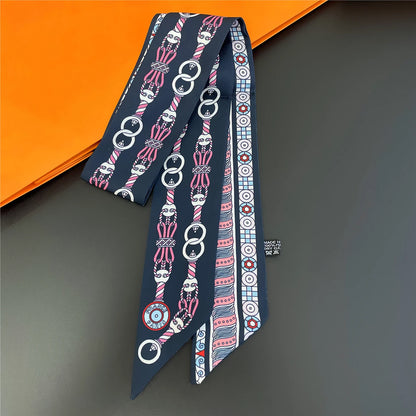 Zebra In Flowers Scarf Luxury Silk Scarf Hair Headband Foulard Skinny Scarves