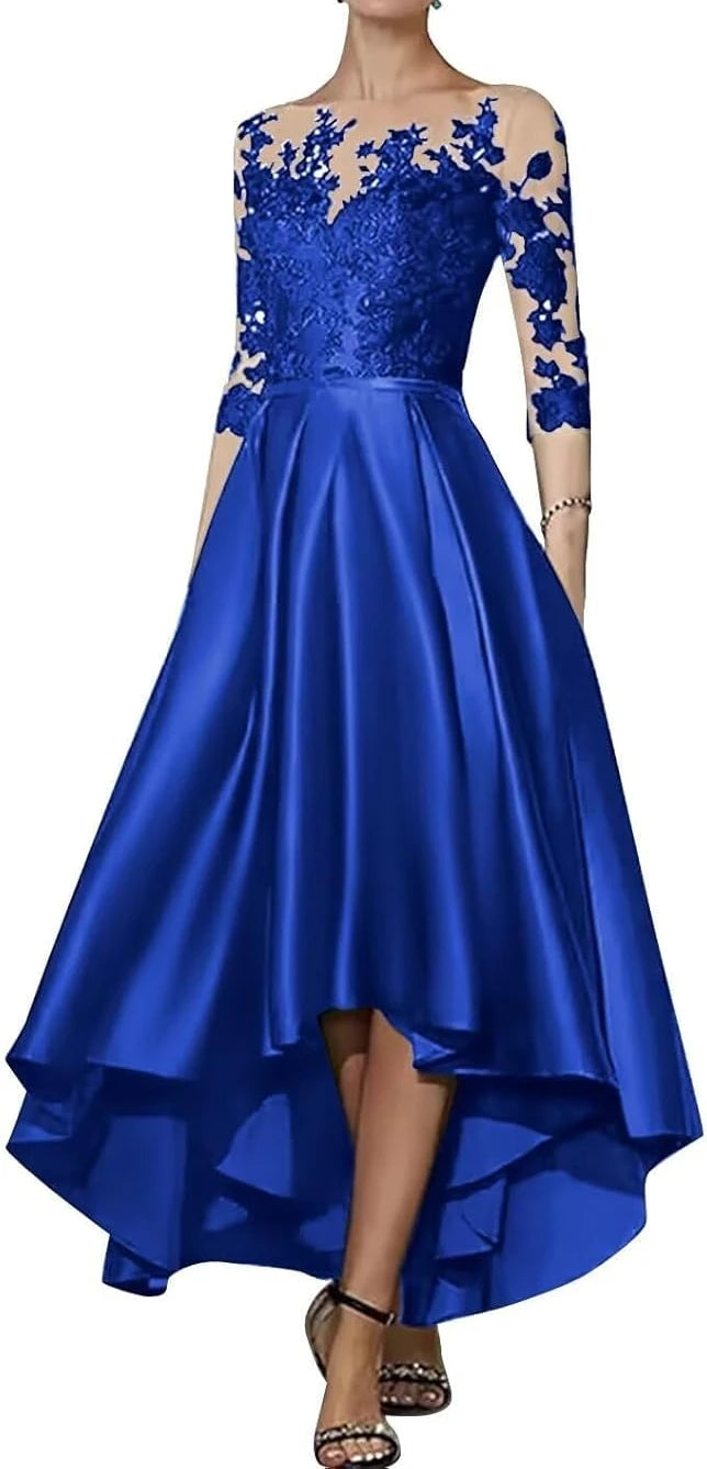 V-Neck Satin Asymmetrical Elegant Dress