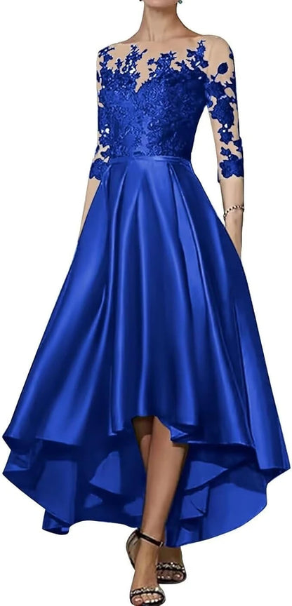 V-Neck Satin Asymmetrical Elegant Dress