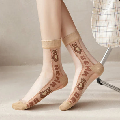 5 Pairs Lace Sexy Transparent Thin Socks