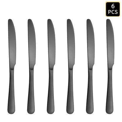 4/6/16/24pcs Black stainless steel cutlery cutlery set